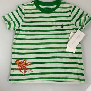 Ralph Lauren Baby Boy Striped Octopus Print Pocket Tee Shirt Size 24M NWT